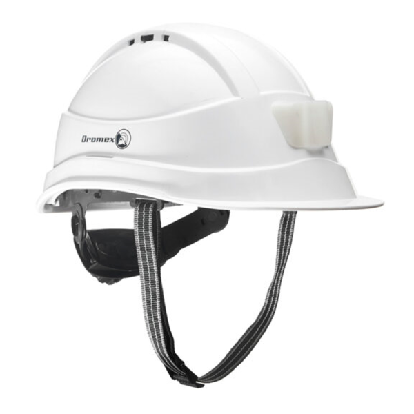 Dromex White Hard Hat With Lamp Mount