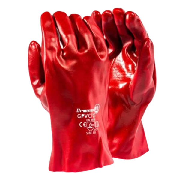 Dromex Synthetic Standard Duty Red 27cm PVC Gloves