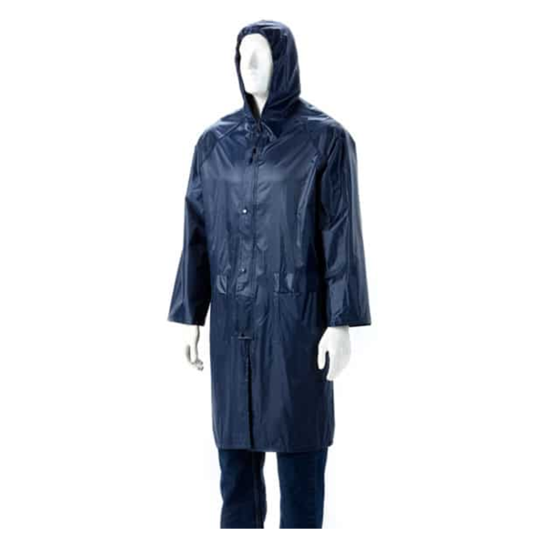 Dromex Navy Blue Knee-length Rubberised Raincoat